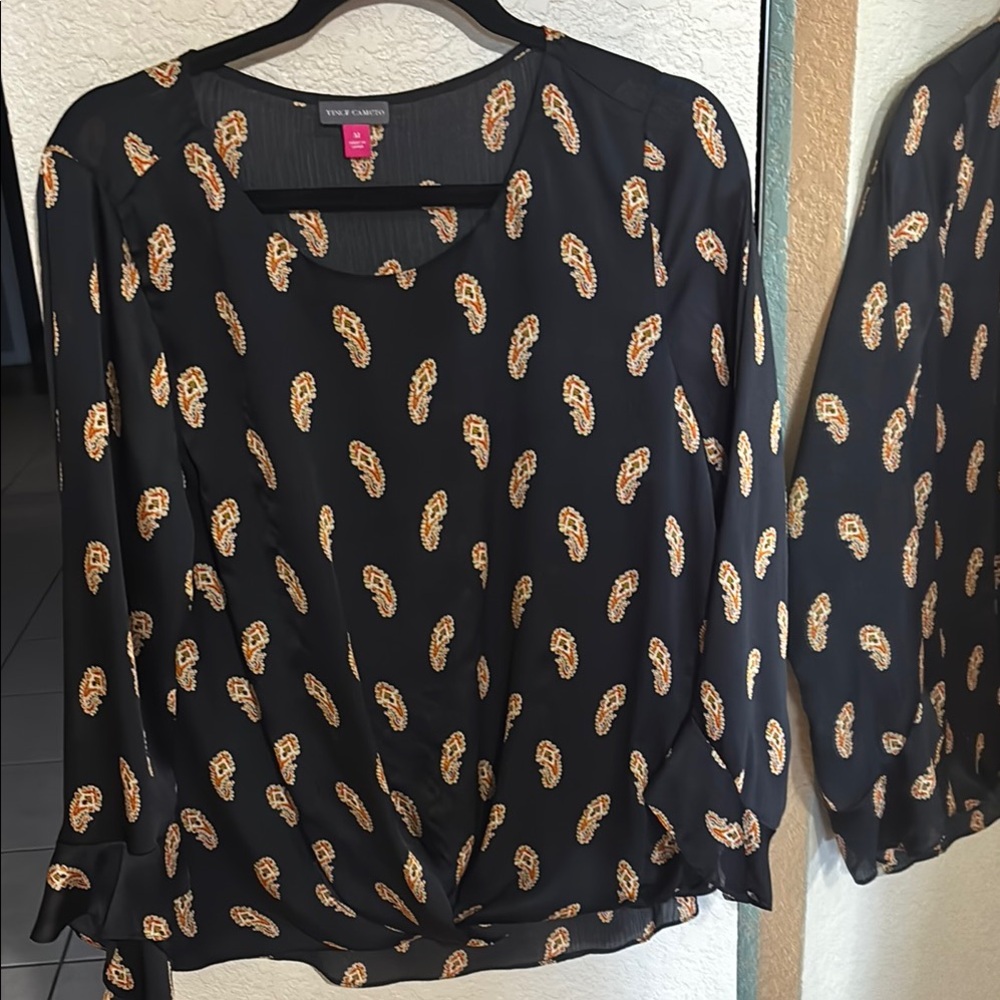Vince Camuto Black Blouse with Gold Paisley.  ( 3 for $15)